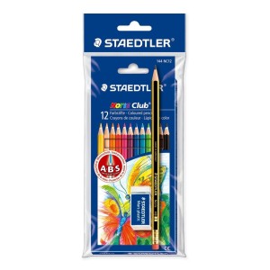 LAPIS 12 CORES STAEDTLER KIT C/BORRACHA E LAPIS PRETO - UN